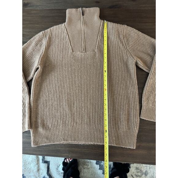 Vince Cashmere Wool Half-Zip Funnel Neck Sweater Womens Large Tan Soft Cozy Knit - Picture 10 of 10